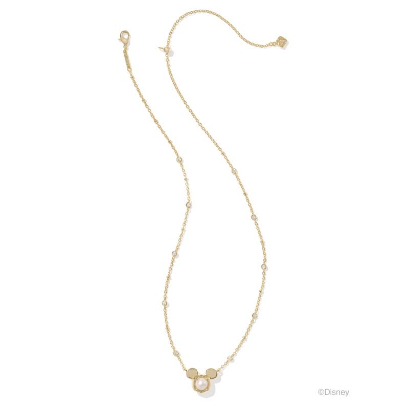 Disney Gold Mickey Mouse Short Pendant Necklace in Freshwater Cultured Pearl