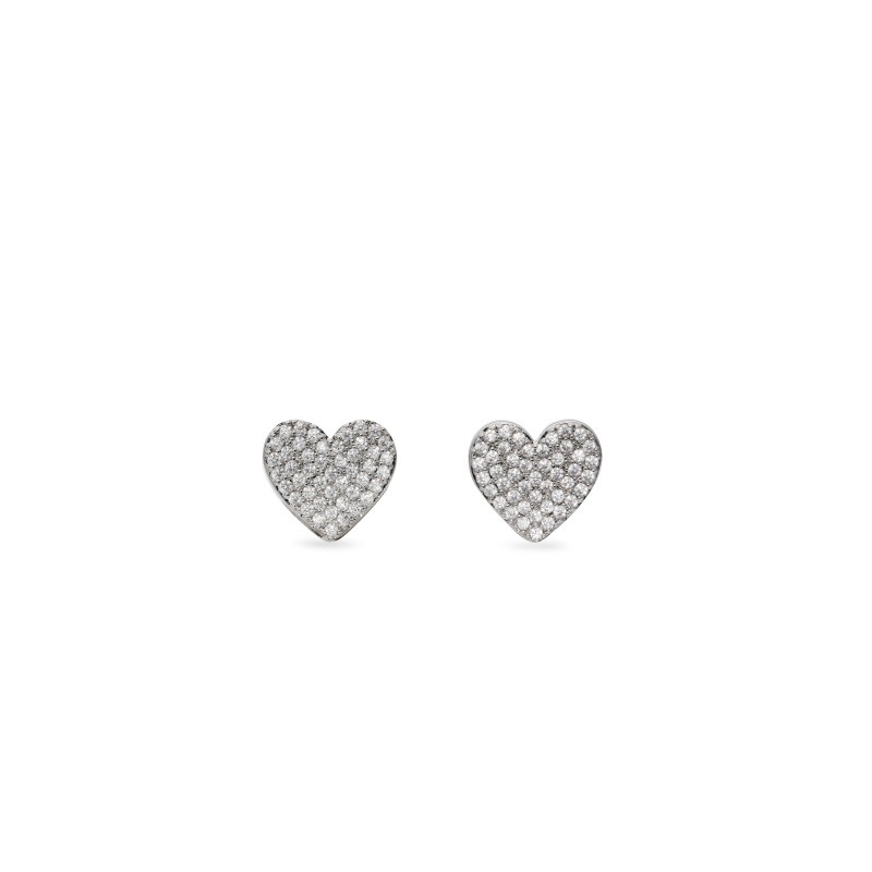 Yours Truly pave heart studs Clear/Silver