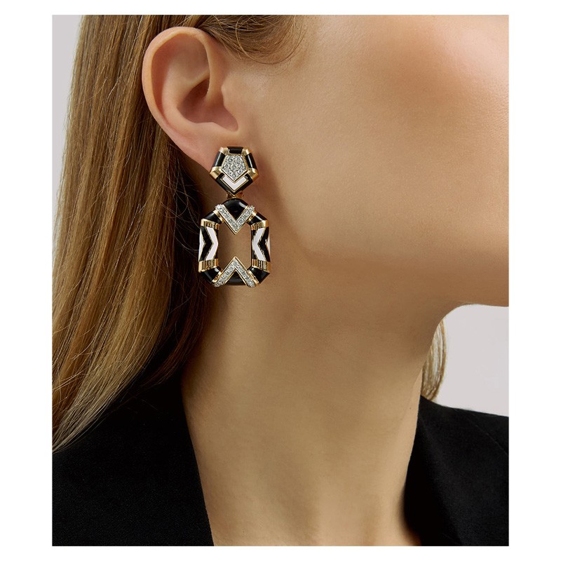 Pentagon Drop Chevron Earrings