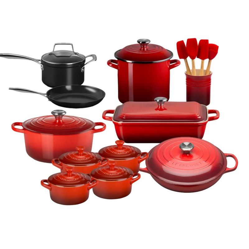20pc Mixed Material Kitchen Set Cerise