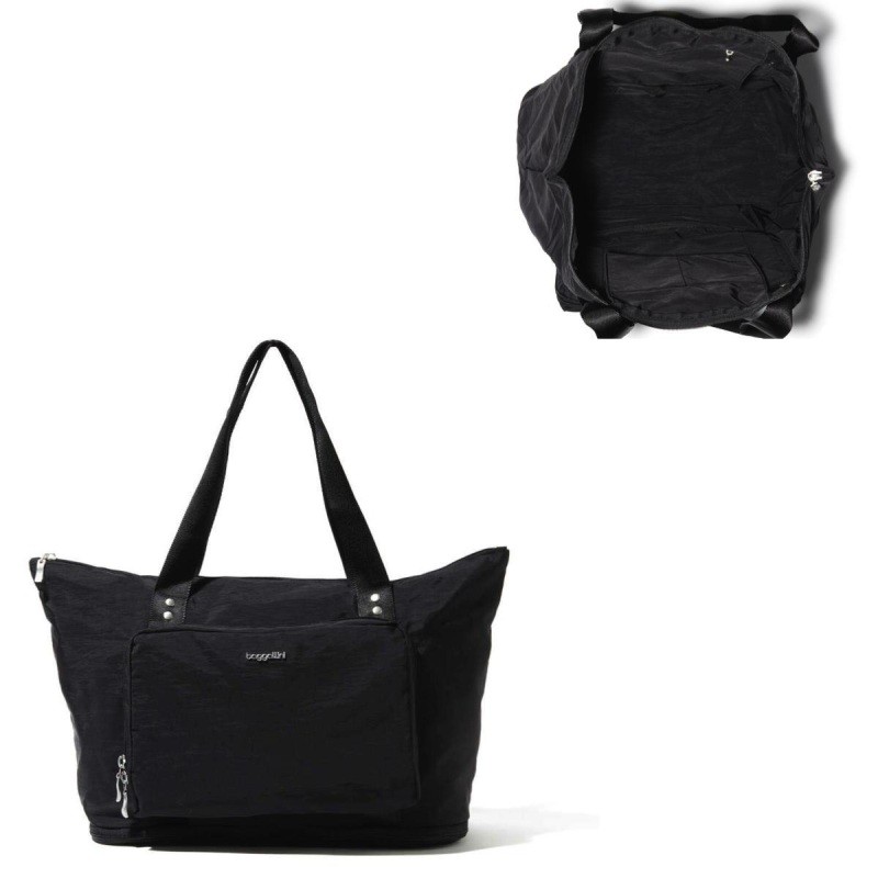 Baggallini Carryall Expandable Packable Tote Shoulder Handbags Black, Nylon