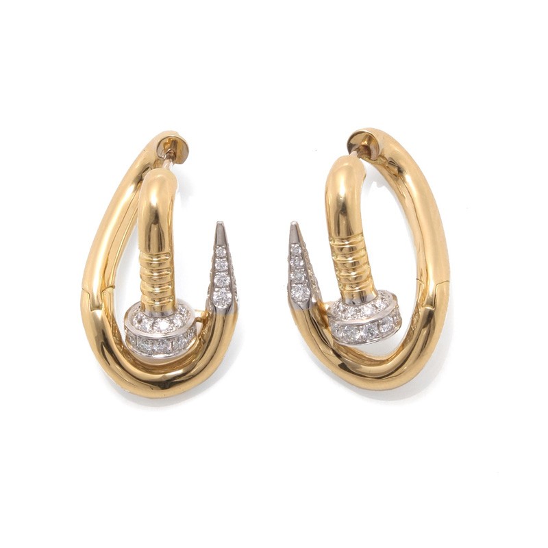 Diamond Tip Bent Nail Earrings – Polished Finish