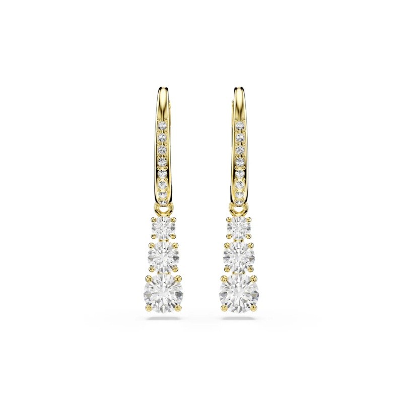 Stilla Attract hoop earrings, Round cut, White, Gold-tone plated