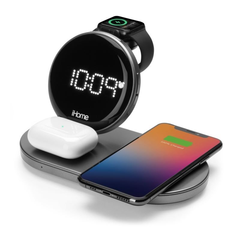 PowerValet Quad+ Alarm Clock with Dual Wireless Charging