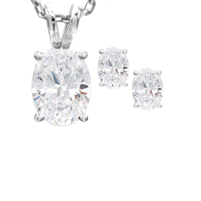 Combination Oval Stud Earrings and Necklace