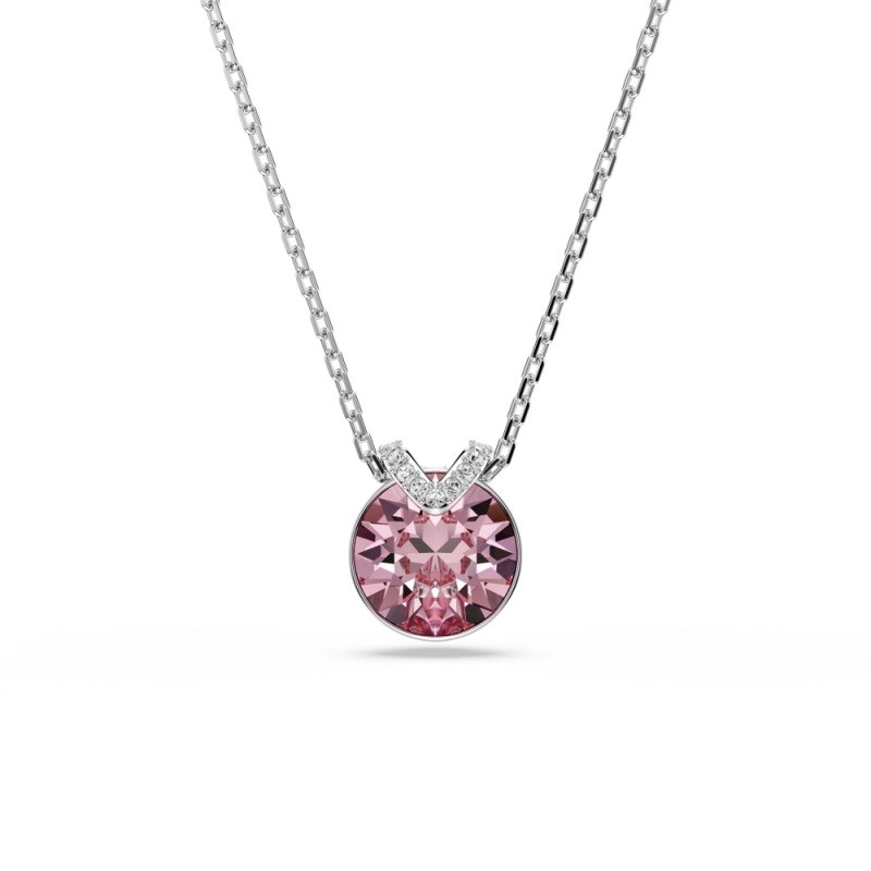 MP Bella, central pink crystal plated with rhodium pendant