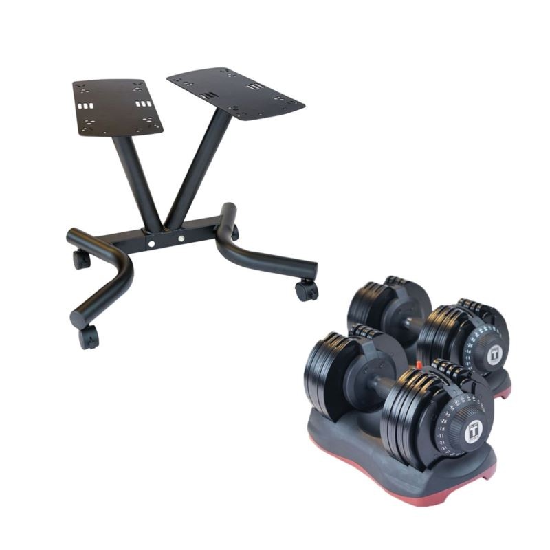 Body-Solid Tools Adjustable Dumbbells Pair w/Stand