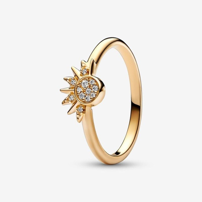 Celestial Sparkling Sun Ring, Size 9