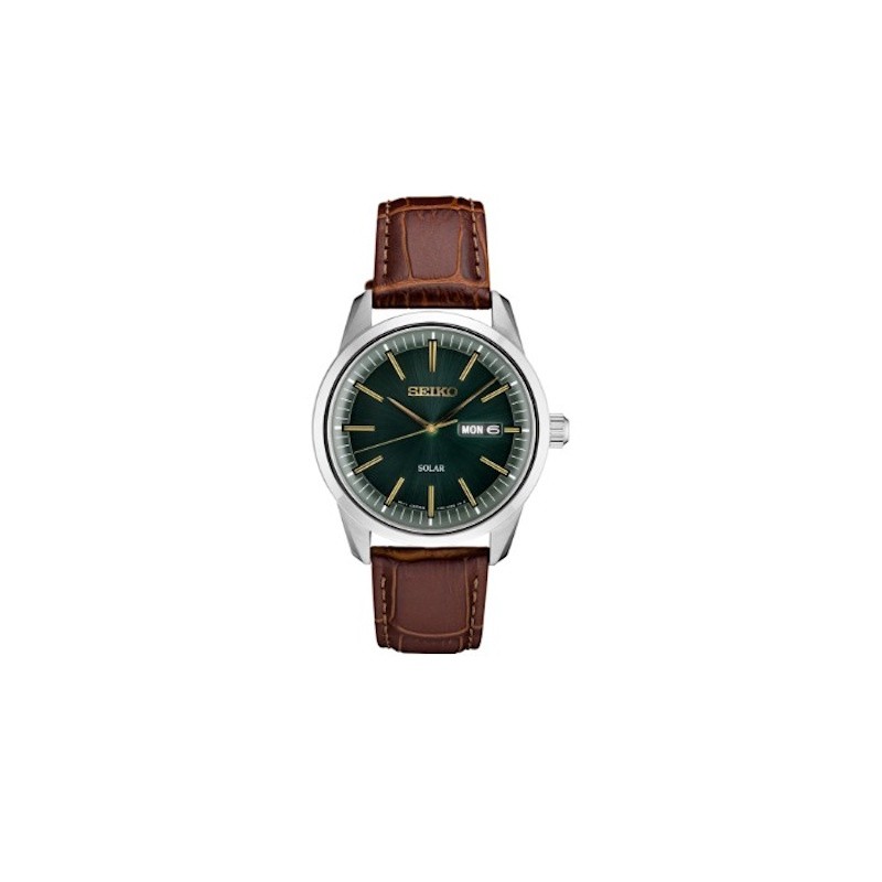 Essentials Solar SS Green Dial Watch