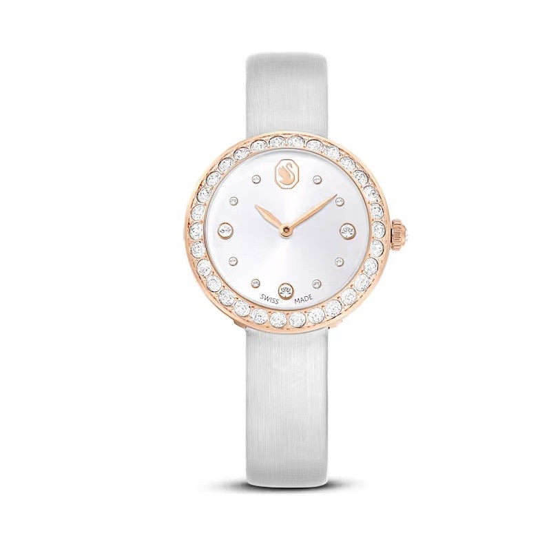 Matrix Tennis watch, Swiss Made, Leather strap, Gray, Rose gold-tone finish