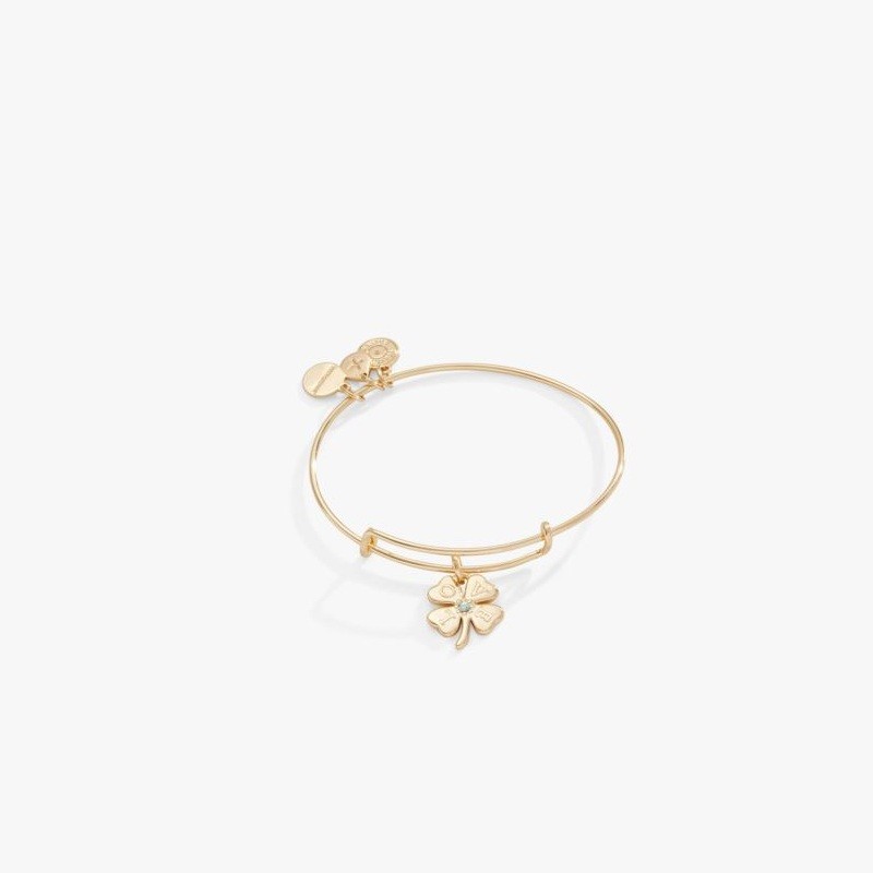Love Clover Charm Bangle Bracelet - Gold