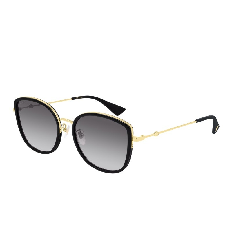 Women's Shiny Gold/ Shiny Black Rectangular Sunglasses