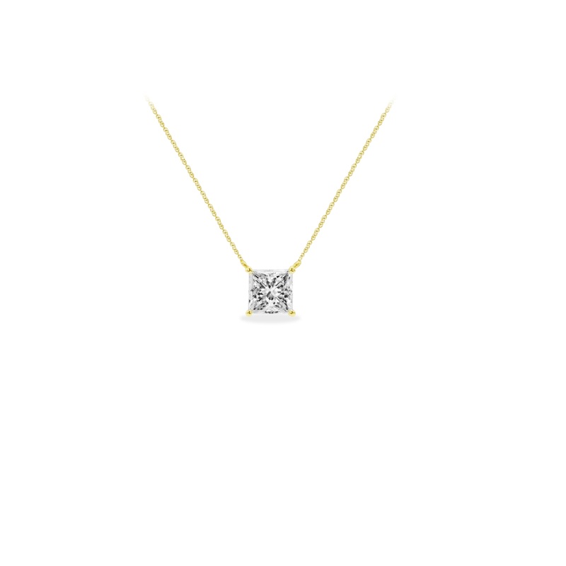 Princess Solitaire Necklace in 10K Yellow Gold