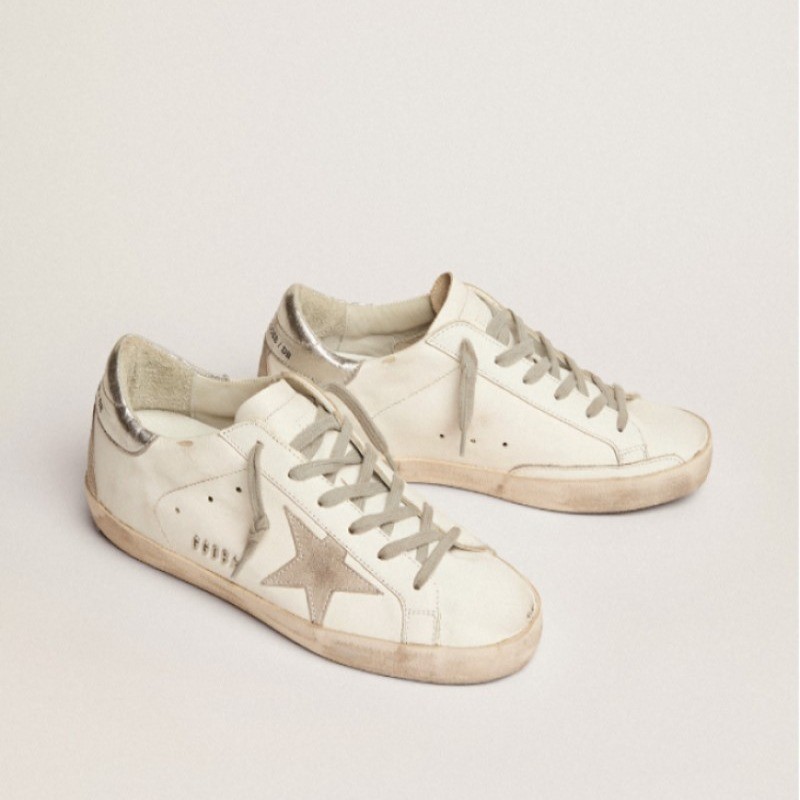 Women's Super-Star with silver heel tab and metal stud lettering sneakers Size 9