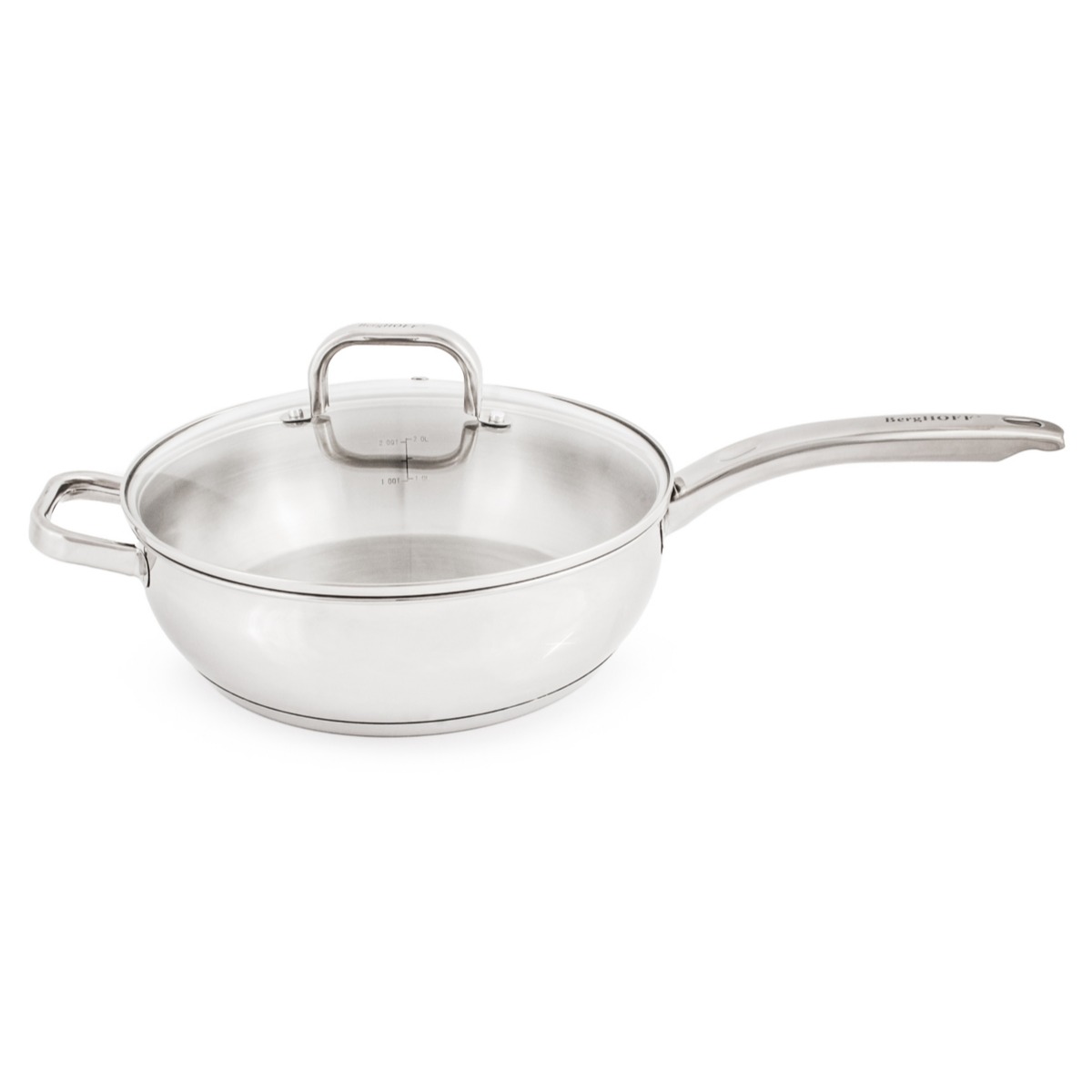 Belly Shape 18/10 Stainless Steel 9.5" Deep Skillet with Glass Lid