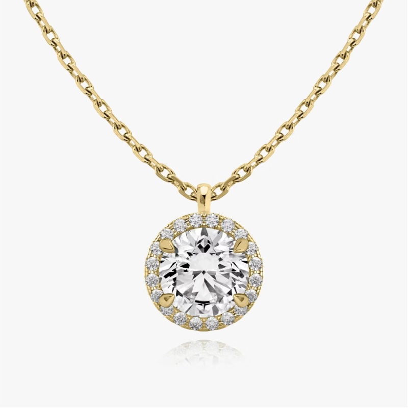 Halo Necklace in 14K Yellow Gold