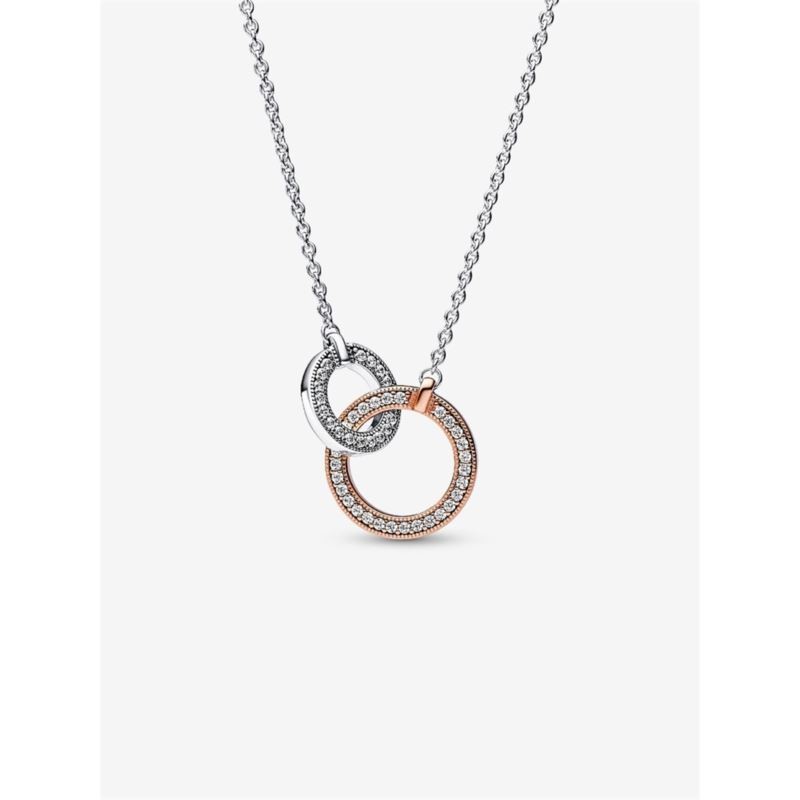 Two tone Intertwined Circles Necklace 17.7 Inch