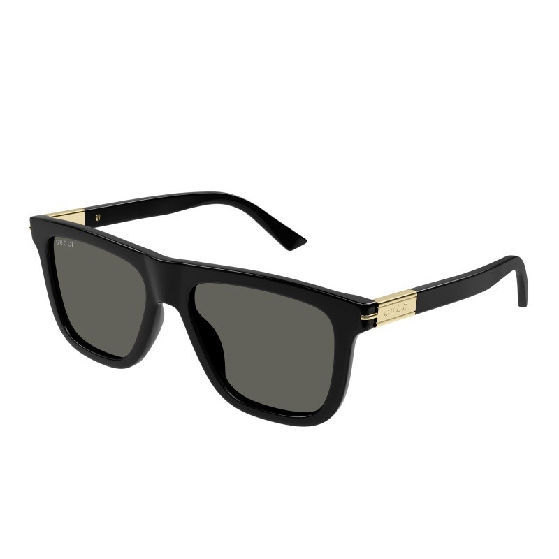 Men's Shiny Black Rectangular Sunglasses