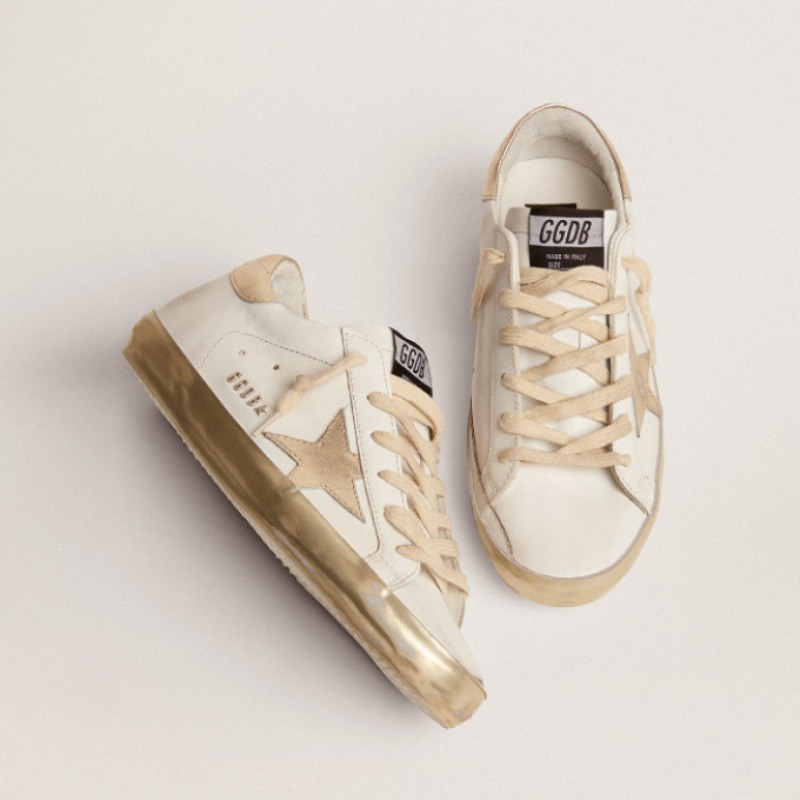 Women's Super-Star with gold sparkle foxing and metal stud lettering sneakers Size 8
