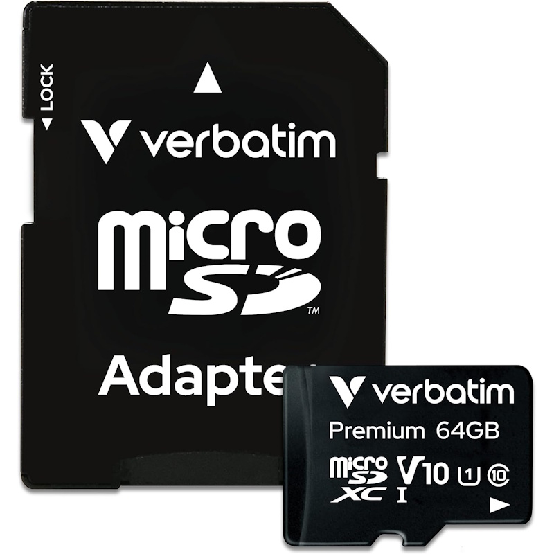 64GB Premium microSDXC Memory Card with Adapter UHS-I V10 U1 Class 10