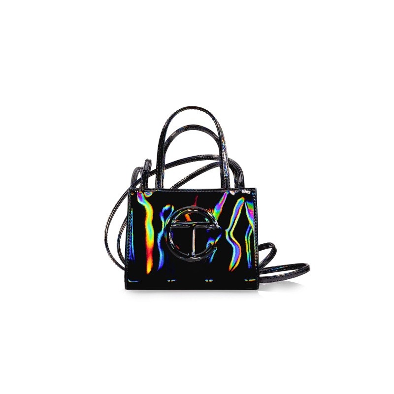 Small Shopping Bag - Black Rainbow