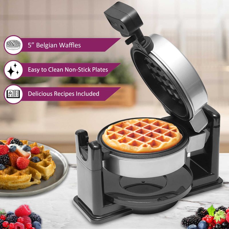 5 Inch Belgian Flip Waffle Maker - Silver
