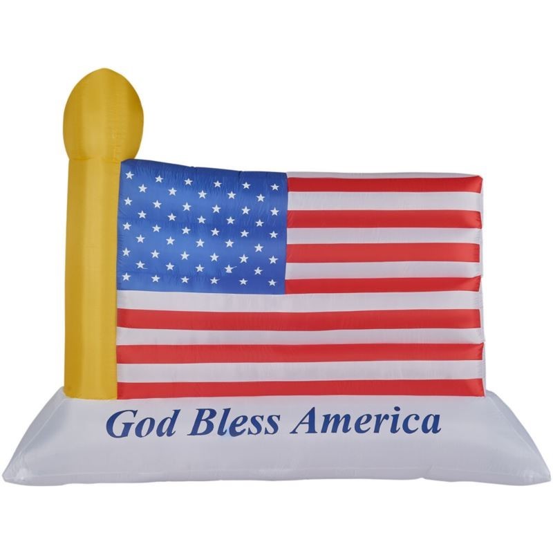 10-Ft. Wide American Flag - God Bless America, Outdoor Blow-Up Inflatable with Lights and Storage Ba