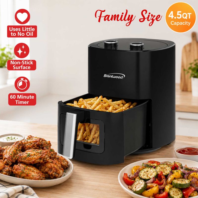 4.5-Quart Air Fryer with Window - Black
