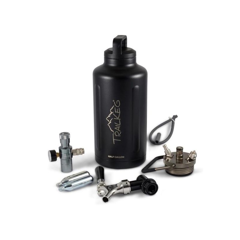 Half Gallon Stainless Steel Growler for Beer - (Black) - (64 Oz)