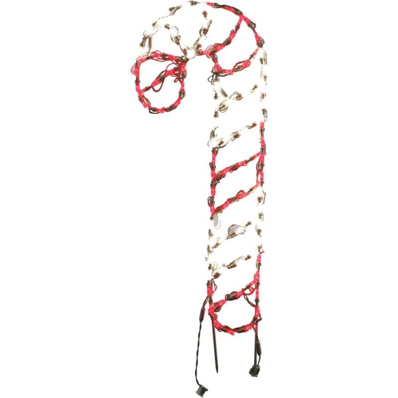 Farm 3-Ft Large LED Candy Cane Christmas Light Decoration with Ground Stakes with Ground