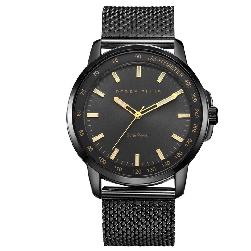 43mm Gunmetal Tone Solar Powered Mesh Watch