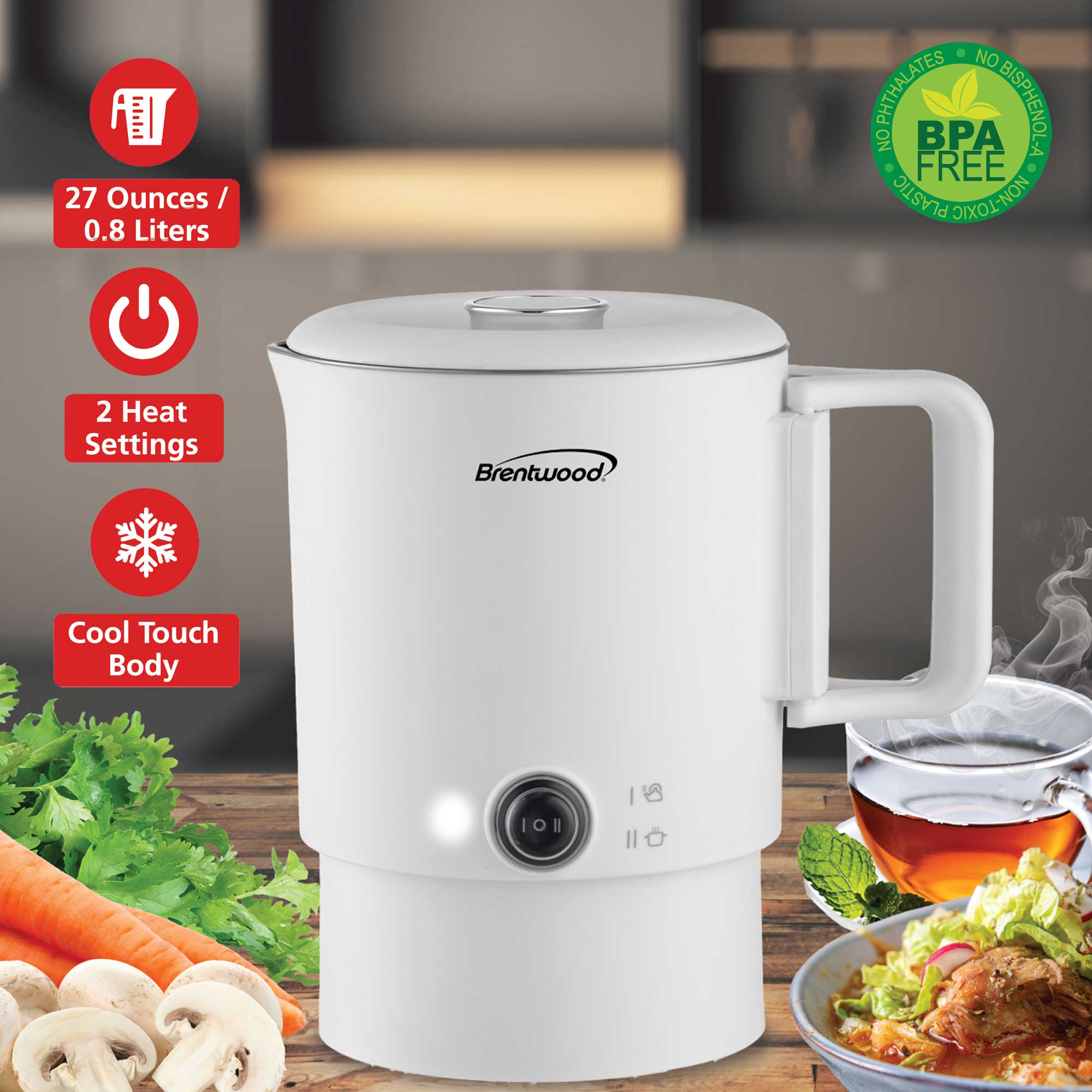 27oz Electric Travel Kettle & Hot Pot Collapsible White
