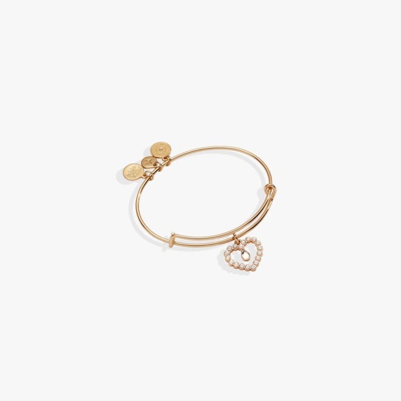 Pearl Heart Bangle - Gold