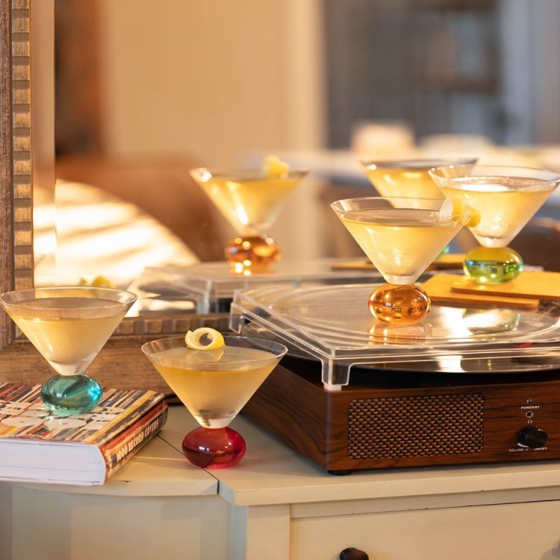 Prism Ball Stem Martini Glasses Set of 4