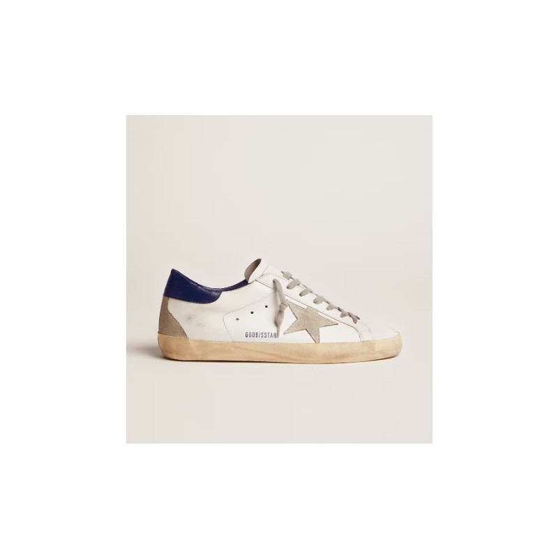 Size 8 Superstar Leather Sneakers with Blue Tab Heel